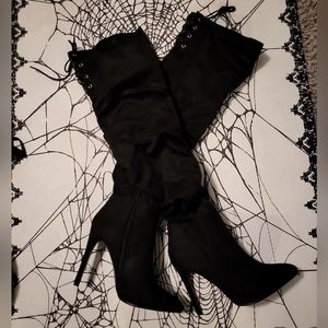 Dolls Kill Black Suade Knee High Boots (6.5)(NWOB)